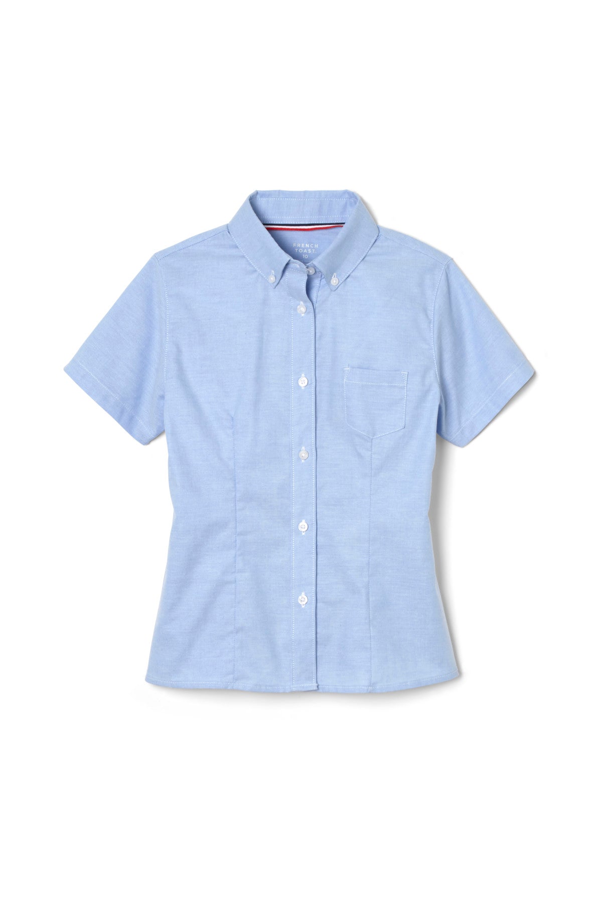 Camisa Oxford entallada de manga corta para niña