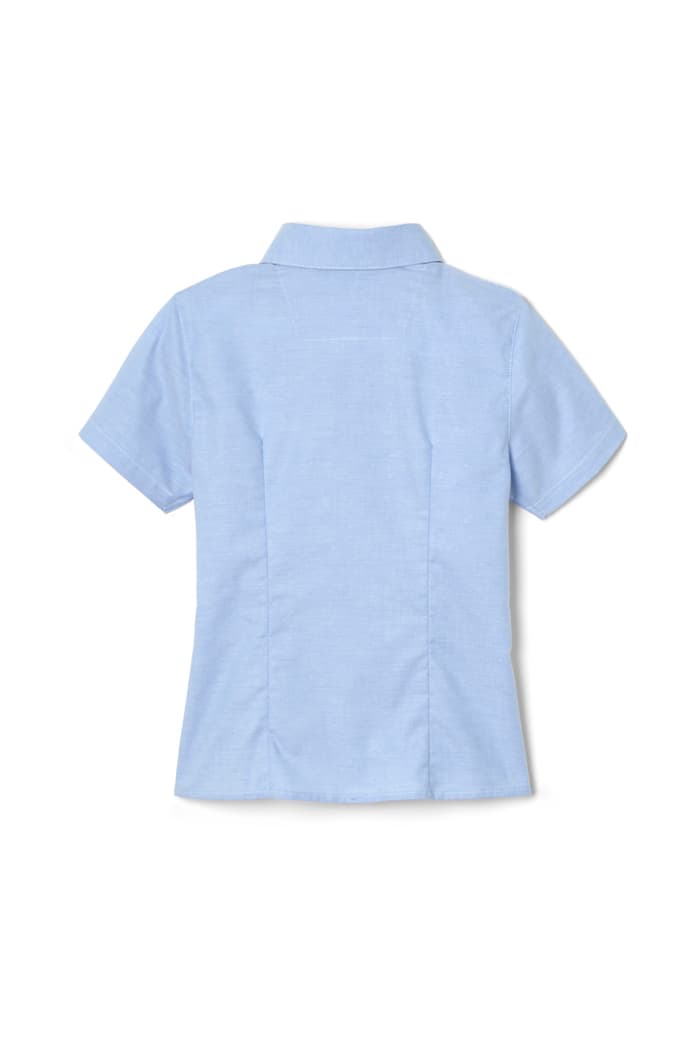 Camisa Oxford entallada de manga corta para niña