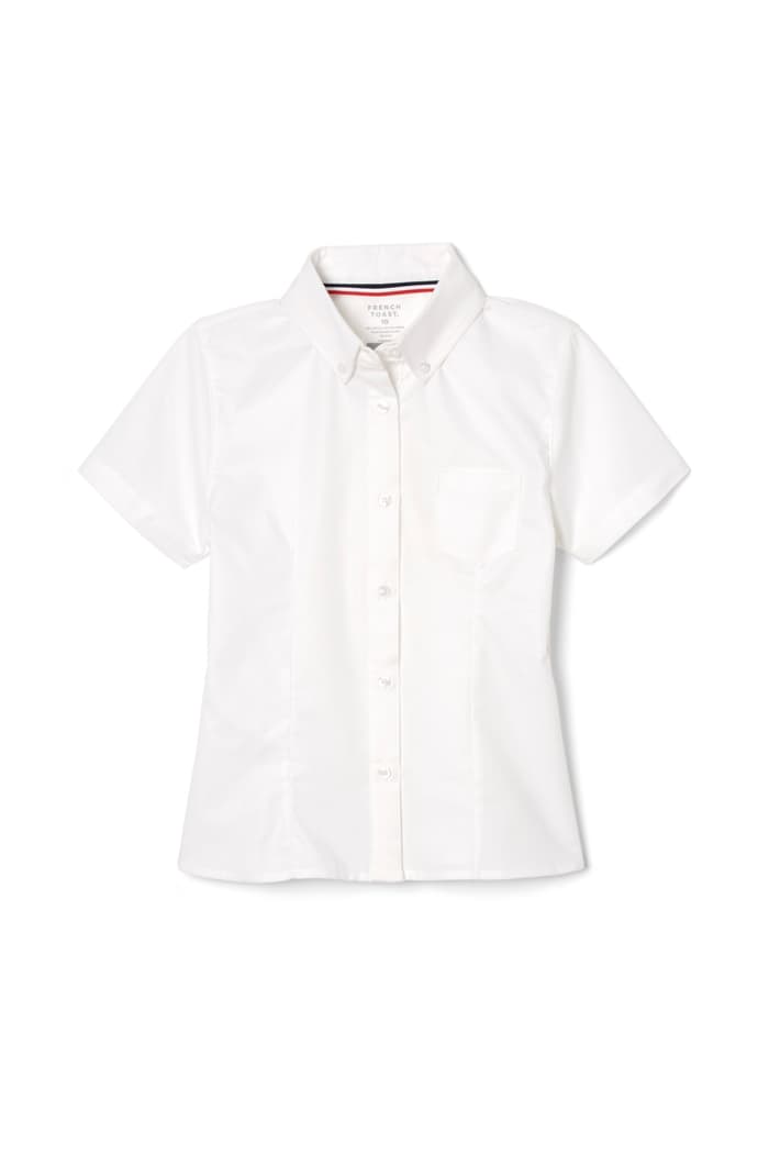 Camisa Oxford entallada de manga corta para niña