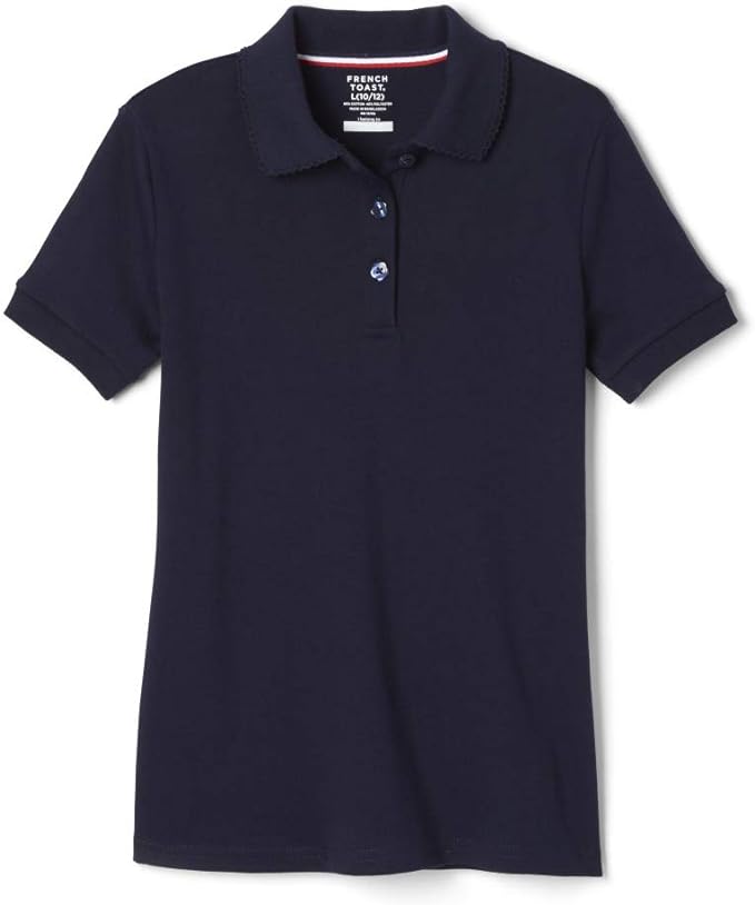 Girls' Short Sleeve Polo with Picot Collar