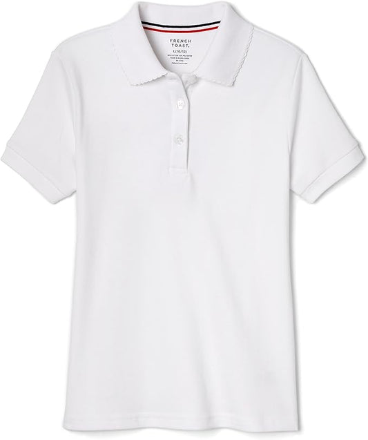 Girls' Short Sleeve Polo with Picot Collar