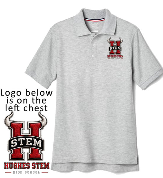 Hughes - Polo - Grey 11th and 12th Grades ONLY with Logo